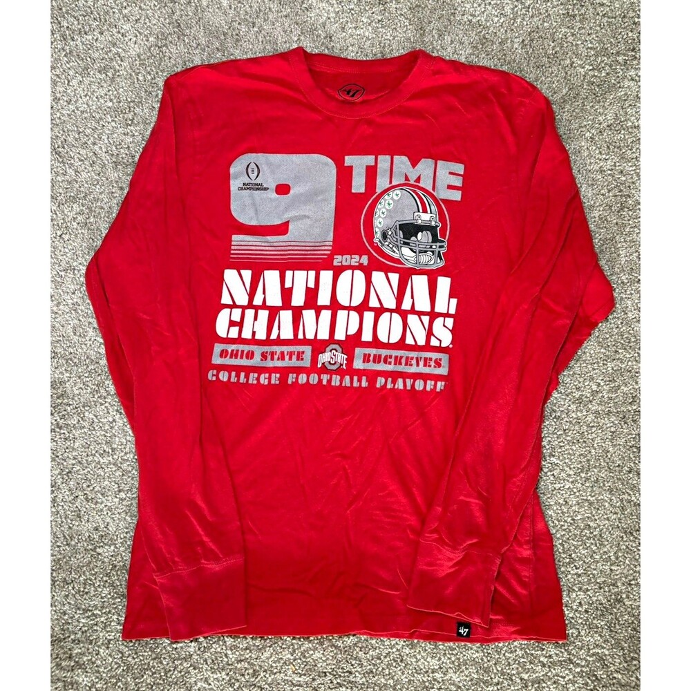’47 Ohio State Buckeyes 2024 National Champions CFP Red Long Sleeve Shirt M